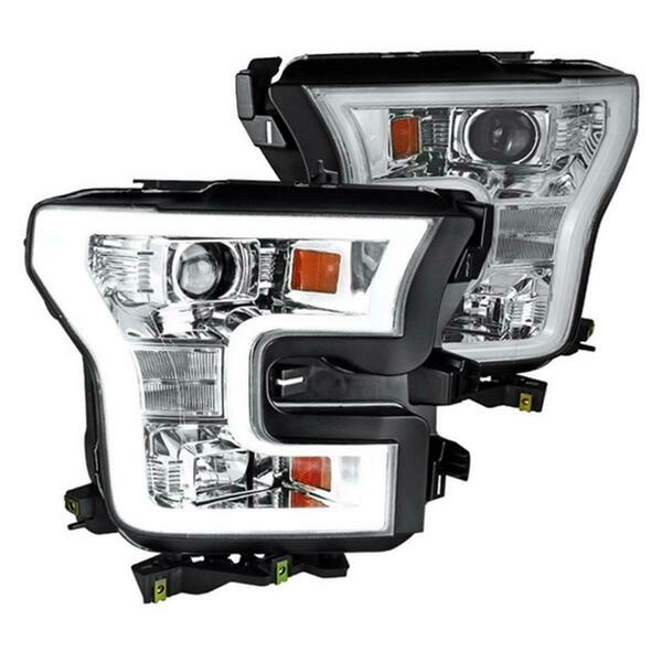 Powerhouse 15-16 Ford F150 Halo DRL LED Projector Headlights - Chrome PO3763480